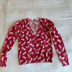 Liu Jo fuchsia pink print V-neck knit cardigan with buttons size Small